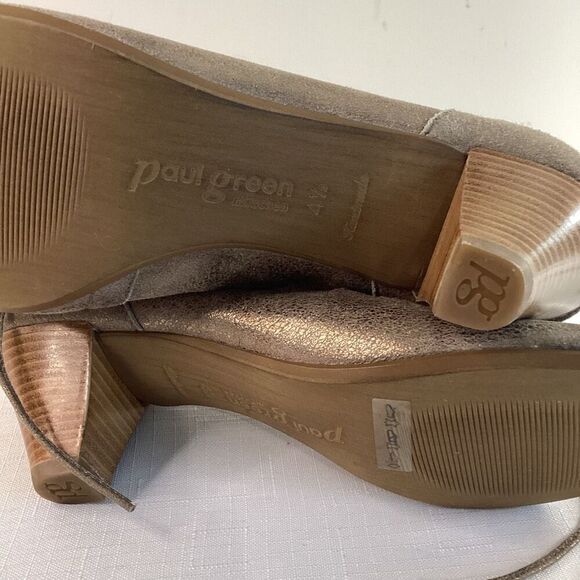 Paul Green Leather Metallic Lace-up Stacked heel Sandals Size 7 (38) - Picture 7 of 13